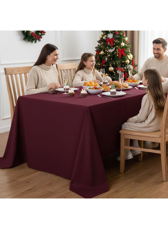 Fitable Elegant Rectangle Table Clothes, 6 Pack - 90 x 132 Inch, Burgundy - Reusable and Washable Tablecloths, Polyester Fabric Table Covers for Wedding, Party, Banquet, Formal Events - Image 2