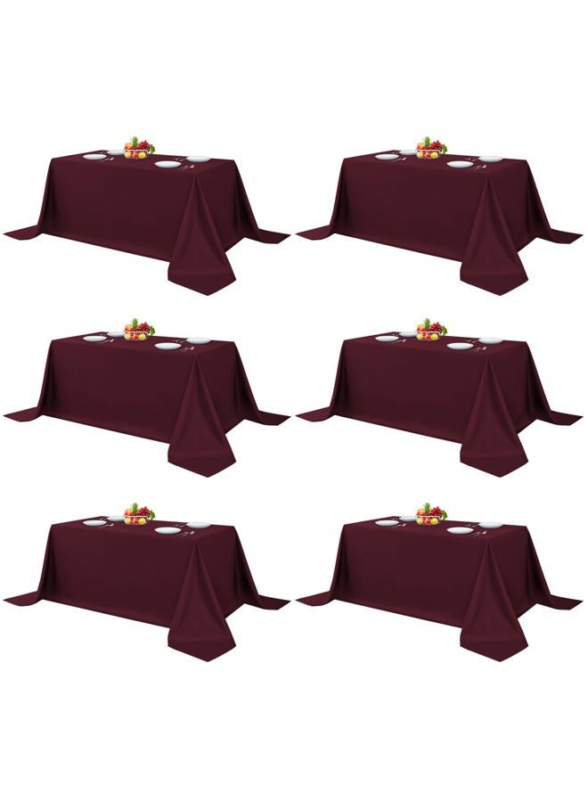 Fitable Elegant Rectangle Table Clothes, 6 Pack - 90 x 132 Inch, Burgundy - Reusable and Washable Tablecloths, Polyester Fabric Table Covers for Wedding, Party, Banquet, Formal Events - Image 1