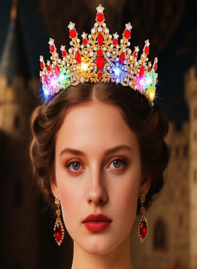 كيلشي تاج زفاف مضيء مرصع بأحجار الراين الحمراء، طوق رأس لامع لحفلات التخرج للنساء - Image 2