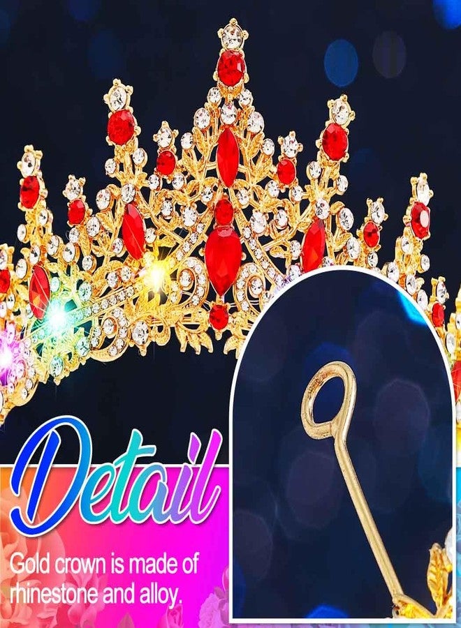 كيلشي تاج زفاف مضيء مرصع بأحجار الراين الحمراء، طوق رأس لامع لحفلات التخرج للنساء - Image 5