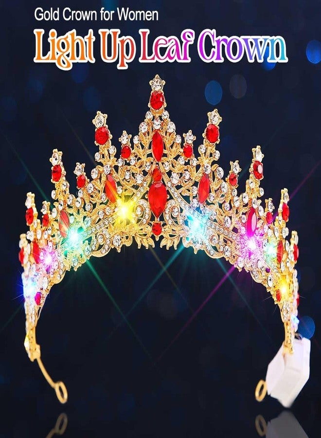 كيلشي تاج زفاف مضيء مرصع بأحجار الراين الحمراء، طوق رأس لامع لحفلات التخرج للنساء - Image 3