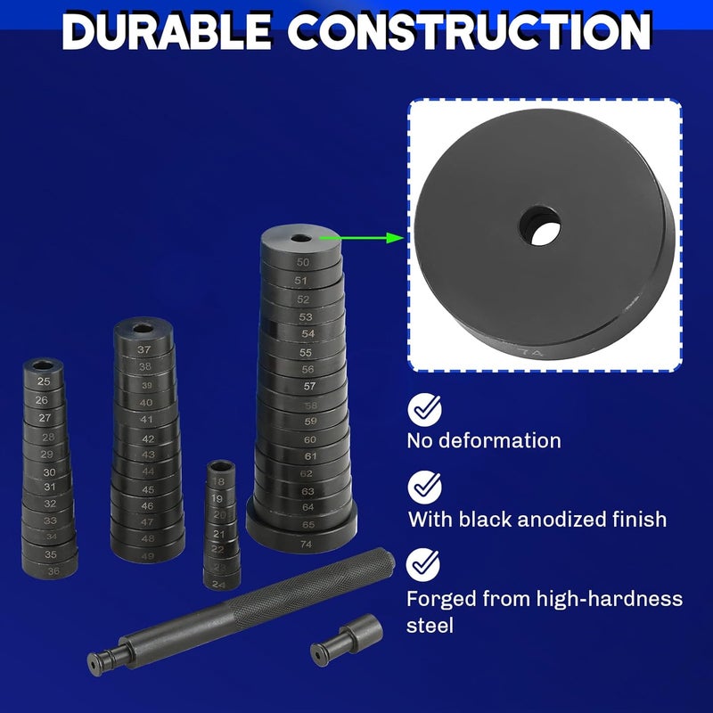 Weyleity 52 in 1 Custom Bushing Bearing Seal Driver Set - 52PCS Transmission Wheel Axle Bearing Race Seal Installer Remover Tool Kit - Image 3