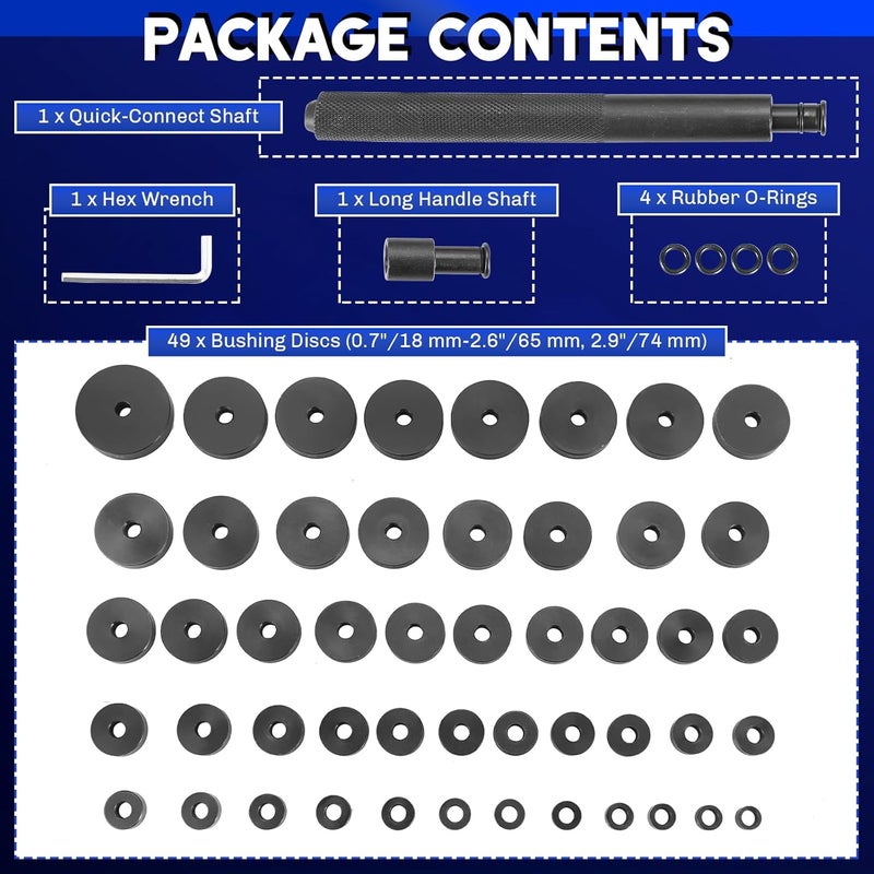 Weyleity 52 in 1 Custom Bushing Bearing Seal Driver Set - 52PCS Transmission Wheel Axle Bearing Race Seal Installer Remover Tool Kit - Image 2