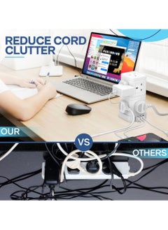 CAROSKI CAROSKI Tower Extension Cord 9-Power Socket 13 Ampere with 4 USB Charger Station - Fire Retardant Multi-Plug Office Supplies Protected Extension Cord - Stackable Extension Tower  - Image 4