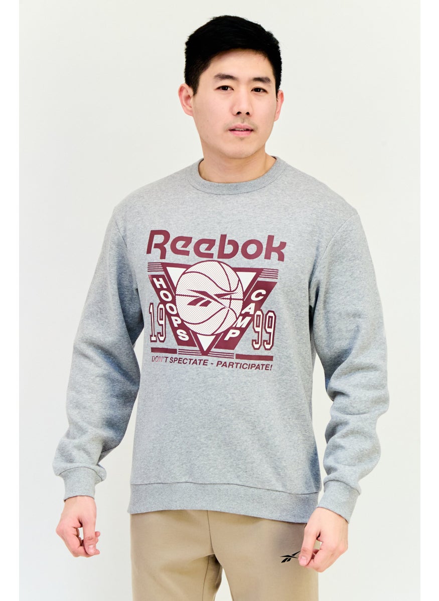 Reebok Men Sportswear Fit Long Sleeve Outdoor Sweatshirt, Grey  - Image 1