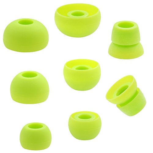 ALXCD Ear Tips for Powerbeats 2 Wireless Headphone, SML 3 Sizes 3 Pair Silicone Replacement Earbud Tips & 1 Pair Double Flange Ear Tip Cushion, Fit for Powerbeats2 Wireless Pb2[4 Pair](Green) - Image 1