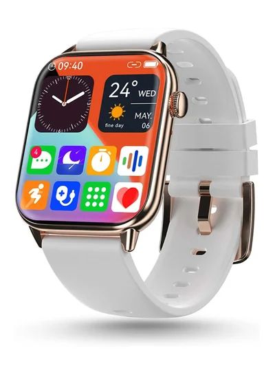 Pebble Orion Max, Wireless Charging, 1.91"HD Screen, Metallic Body, BT Calling, Fitness Tracker, Sleep & Heart Rate Monitor, 100+ Sport Modes, Smartwatch for Men - White Gold