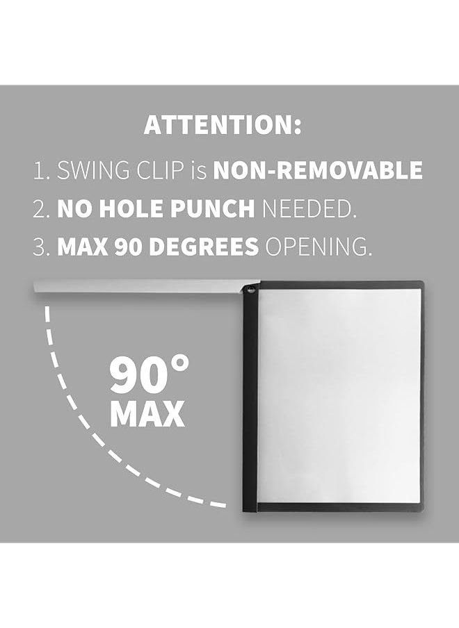 erorex - 6 Pack Clear Front Report Covers With Swing Clip Plastic File Folder With Black Back Covers 40 Sheet Capacity 8.9 In X 11.9 In For Letter Size And A4 Size Heavy Duty Office Supplies - Image 1