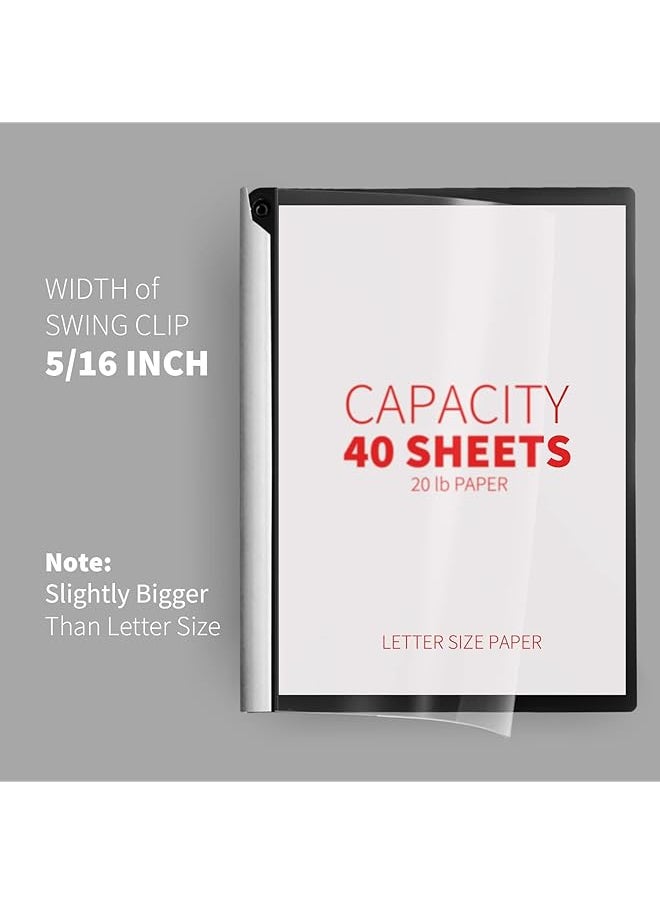 erorex - 6 Pack Clear Front Report Covers With Swing Clip Plastic File Folder With Black Back Covers 40 Sheet Capacity 8.9 In X 11.9 In For Letter Size And A4 Size Heavy Duty Office Supplies - Image 1