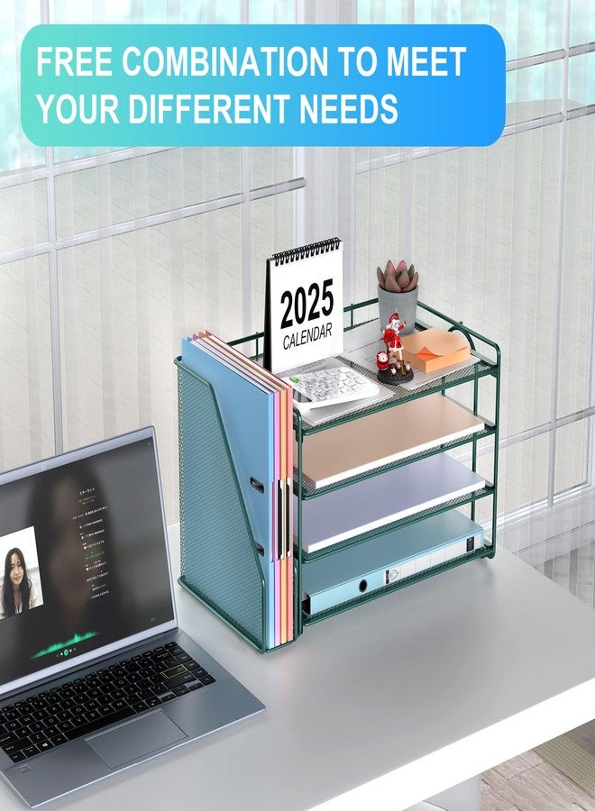 Gianotter Art Deco Green 4-Tier Paper Organizer with File Holder and Magazine Rack, Desk Organizer - Image 5