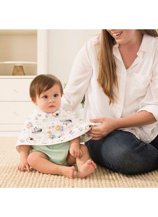 aden + anais - Burpy Bib 100% Cotton Muslin Soft Absorbent 4 Layers Multiuse Burp Cloth And Bib 22.5" X 11" 2 Pack Around The World - Image 1