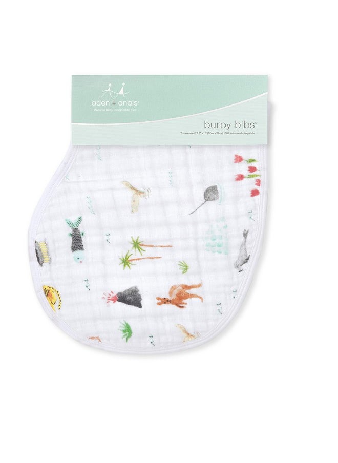 aden + anais - Burpy Bib 100% Cotton Muslin Soft Absorbent 4 Layers Multiuse Burp Cloth And Bib 22.5" X 11" 2 Pack Around The World - Image 1