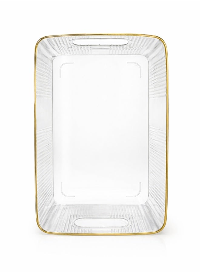 Premium Clear Ribbed Organizer storage Bin with Gold Trim - Image 3