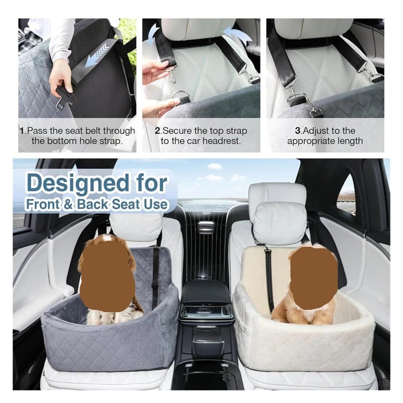 Warm Portable Dog Car Seat For Small Medium Pets With Washable Cushion And Storage Pocket - Image 5