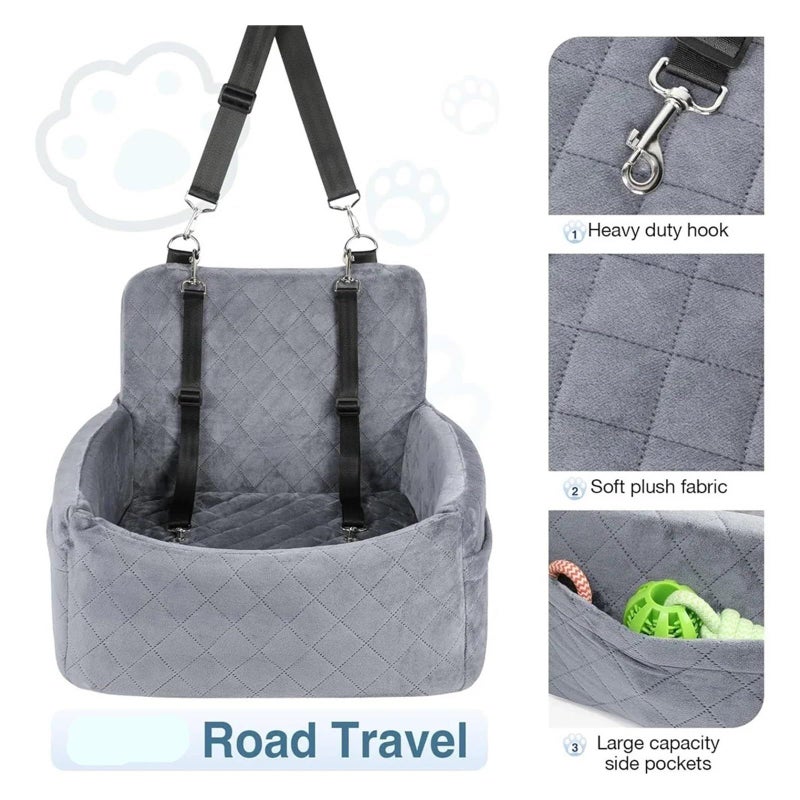 Warm Portable Dog Car Seat For Small Medium Pets With Washable Cushion And Storage Pocket - Image 4