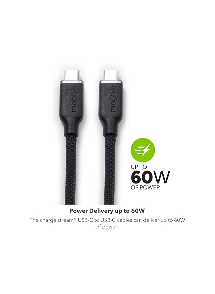 كابل شحن Mophie USB-C إلى USB-C (60 واط) - 2 متر (أسود) - Image 2