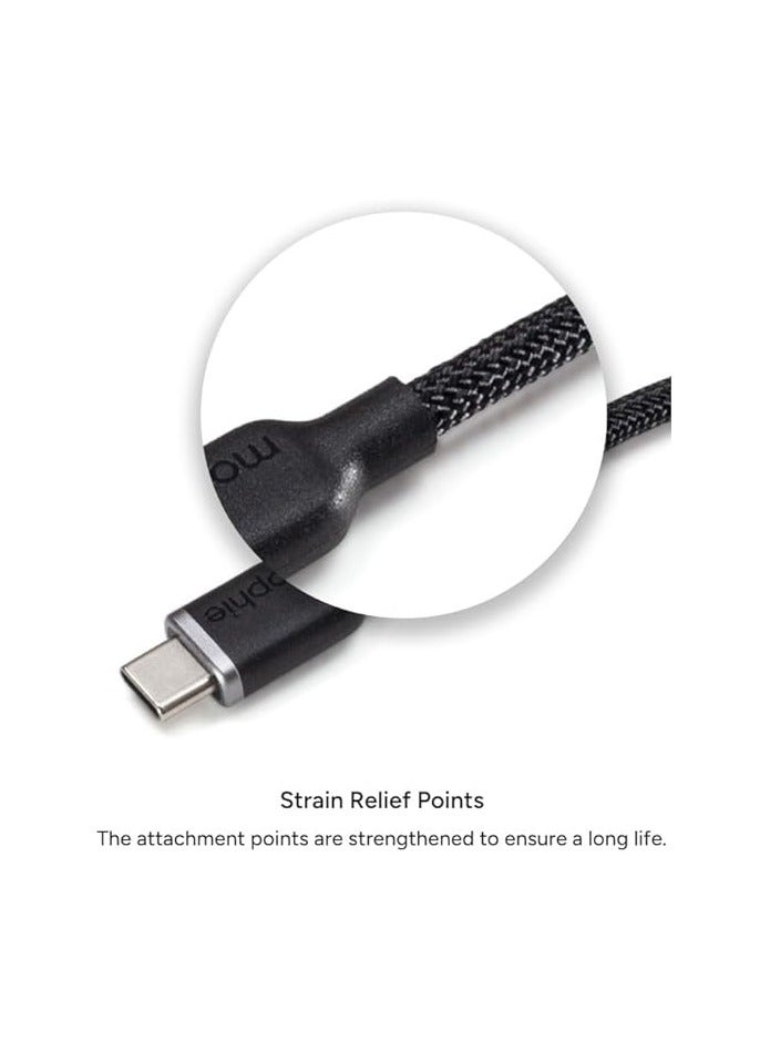 كابل شحن Mophie USB-C إلى USB-C (60 واط) - 2 متر (أسود) - Image 4