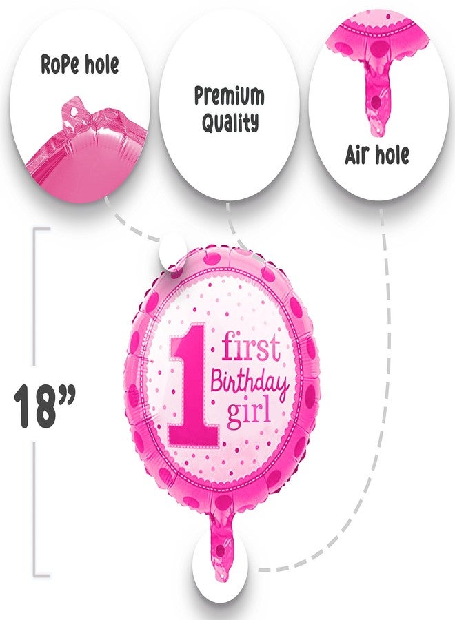 Just Party 1st Birthday Girl Decoration Set - 65-Piece Complete Party Decorations for Girls First Birthday - Pink Balloons, Foil Balloons, and DIY Decor Kit - Image 2