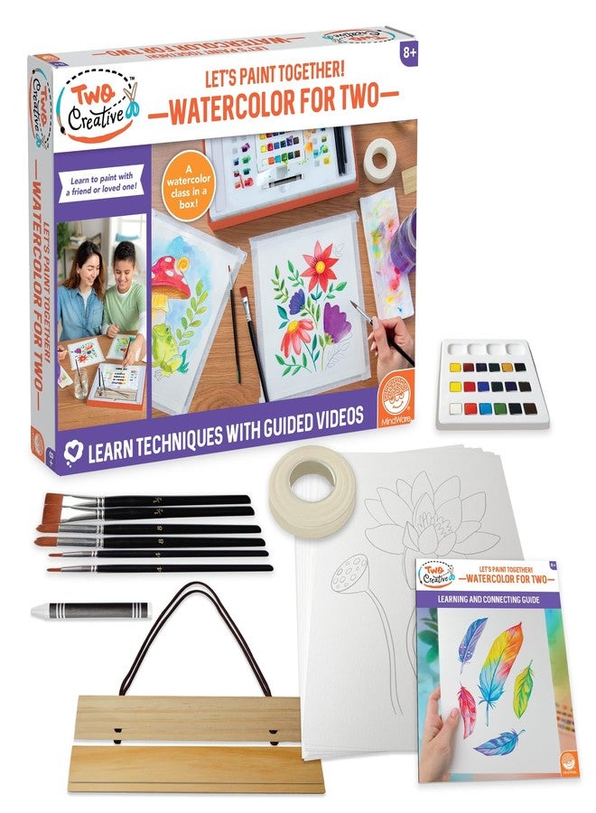 MindWare Creative Watercolor for Two Paint Set, Guided Video Art Kit with Brushes, Paints and Paper for Shared Painting, Creative Art Activity for Kids Ages 8 and Up, Art Gift for Kids - Image 1
