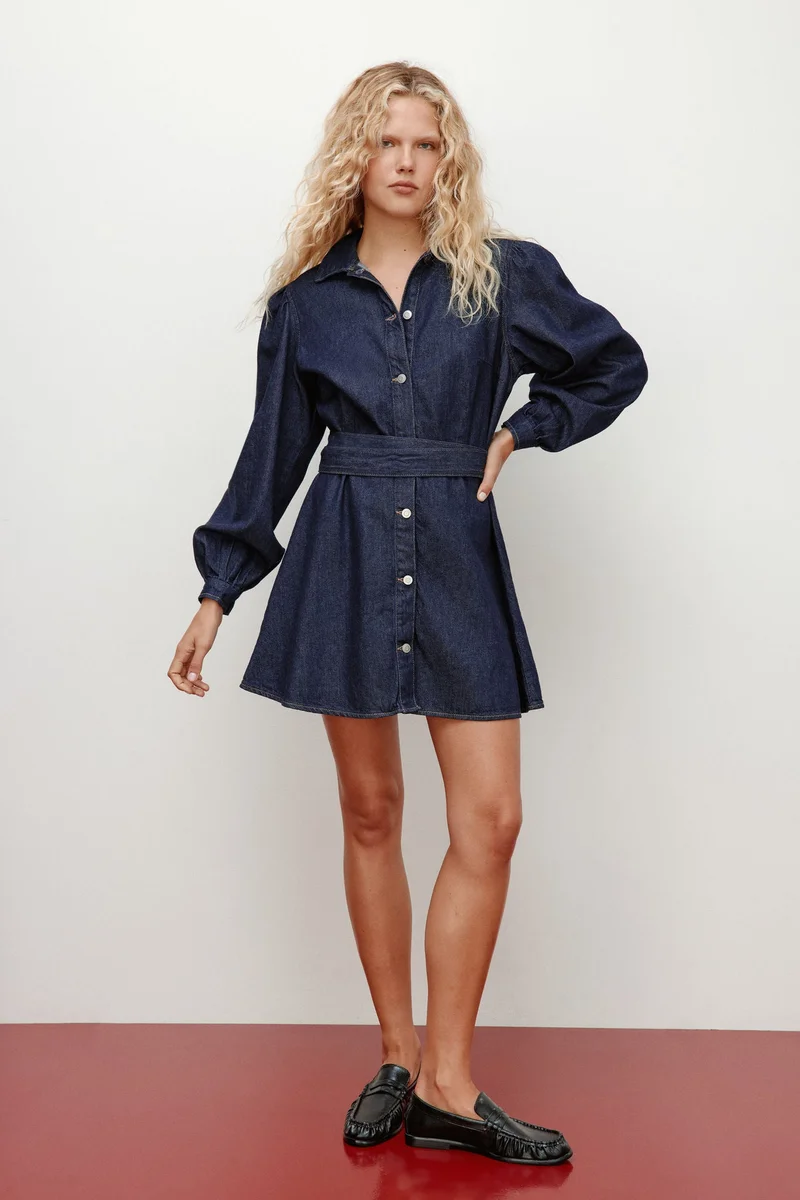 اتش اند ام فستان دنيم بحزام