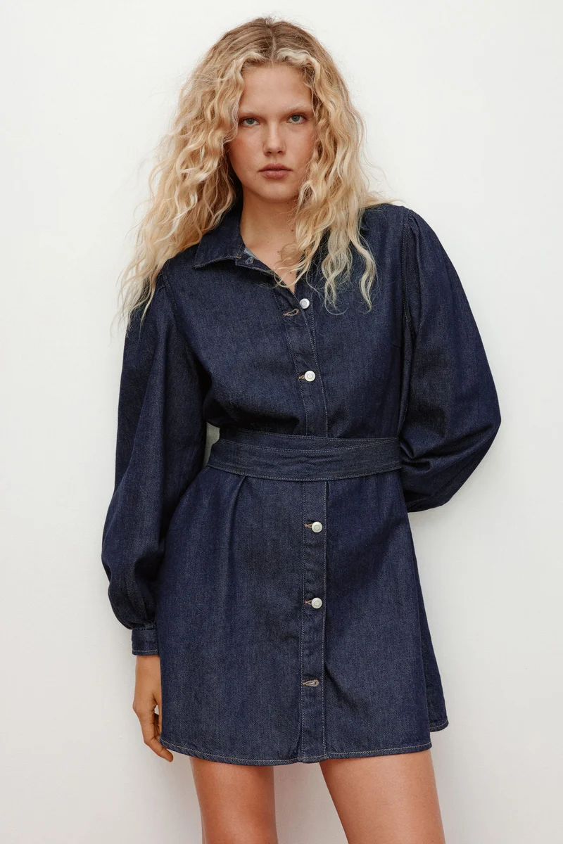 اتش اند ام فستان دنيم بحزام