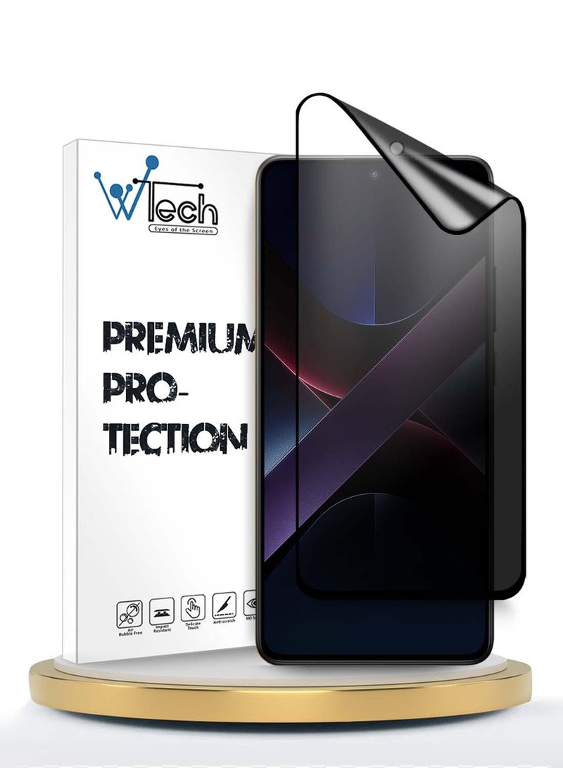 Wtech Xiaomi Poco X7 Pro 5G 2025 Premium Nano Ceramic Privacy Full Glue Full Cover Matte Flexible Screen Protector (MSCNMP) - Clear/Black - Image 1