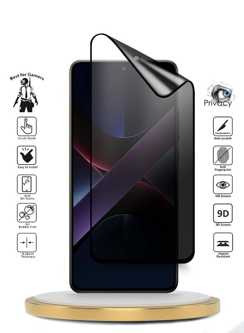 Wtech Xiaomi Poco X7 Pro 5G 2025 Premium Nano Ceramic Privacy Full Glue Full Cover Matte Flexible Screen Protector (MSCNMP) - Clear/Black - Image 2