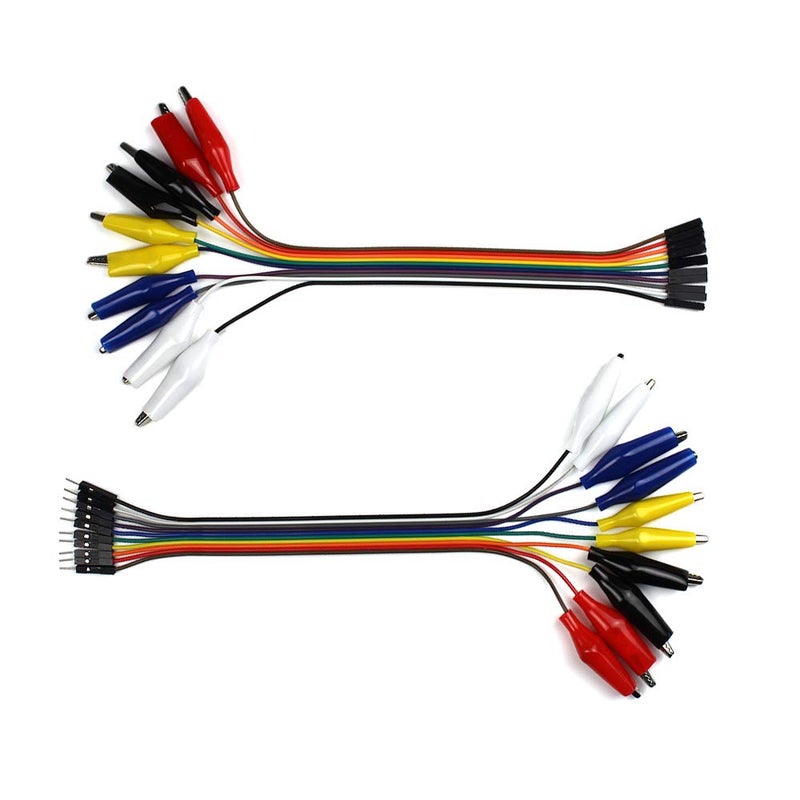 UCTRONICS Breadboard Alligator Clip Jumpers - Gator to Male and Female Jumper Wires Test Lead 2x10pcs 8 inch for Power Supply,LED Strips, Multimeters, Arduino Lilypad and Raspberry Pi - Image 1