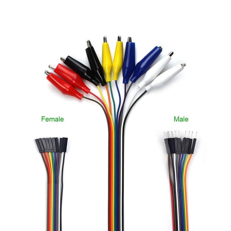 UCTRONICS Breadboard Alligator Clip Jumpers - Gator to Male and Female Jumper Wires Test Lead 2x10pcs 8 inch for Power Supply,LED Strips, Multimeters, Arduino Lilypad and Raspberry Pi - Image 2