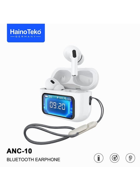 Haino Teko Germany ANC10 Wireless Earphone With High Bass Sound Quality Digital Display and HD Microphone Designed For Android Mobiles and Tablets