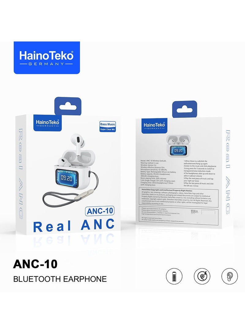 Haino Teko Germany ANC10 Wireless Earphone With High Bass Sound Quality Digital Display and HD Microphone Designed For Android Mobiles and Tablets