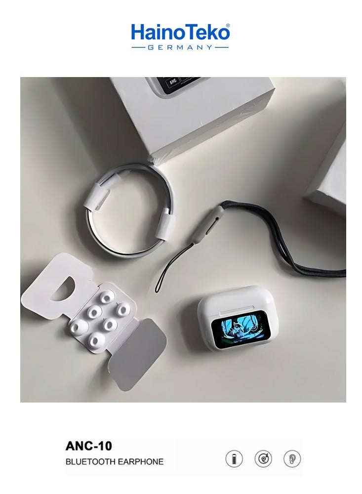 Haino Teko Germany ANC10 Wireless Earphone With High Bass Sound Quality Digital Display and HD Microphone Designed For Android Mobiles and Tablets