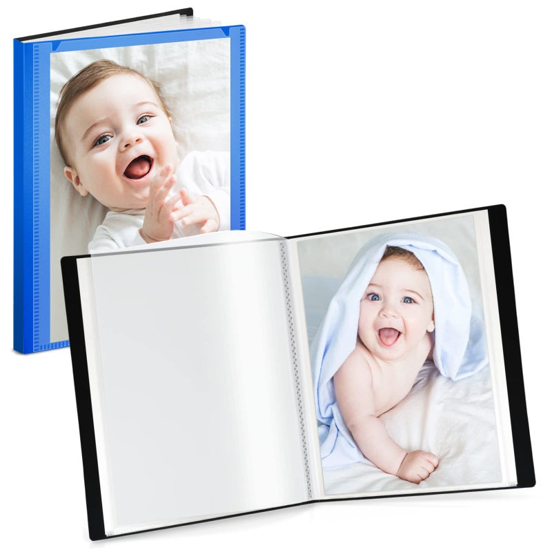 CRANBURY Small Photo Album 4x6 (Blue) - 2-Pack Plastic 4 x 6 Photo Book Album  Each Shows 48 Pictures  Mini Picture Album Binder with Customizable Cover  Baby Photo Books with 4x6 Photo Sleeves - Image 1