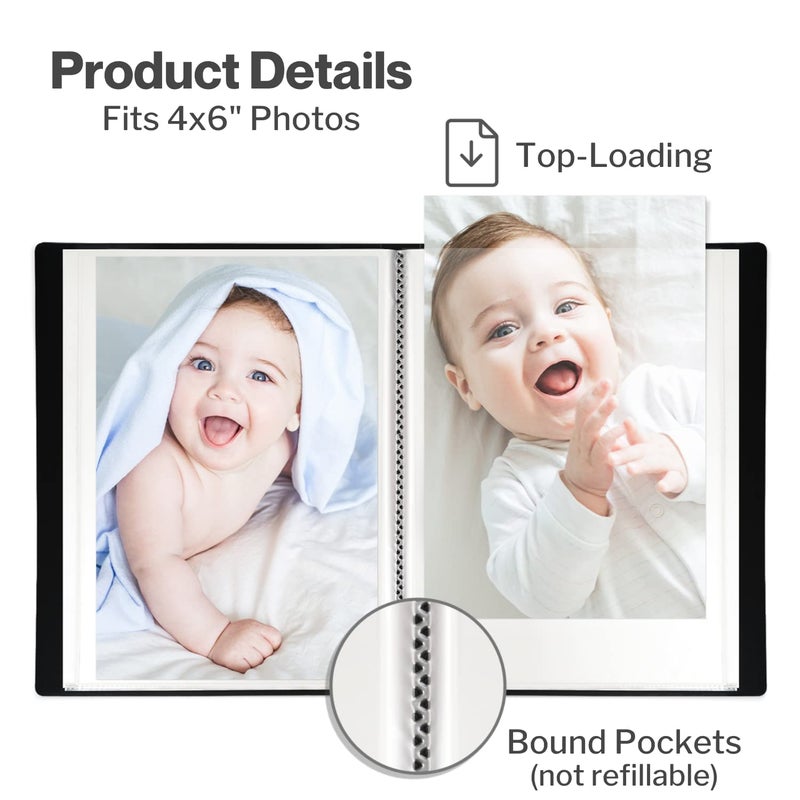CRANBURY Small Photo Album 4x6 (Blue) - 2-Pack Plastic 4 x 6 Photo Book Album  Each Shows 48 Pictures  Mini Picture Album Binder with Customizable Cover  Baby Photo Books with 4x6 Photo Sleeves - Image 2
