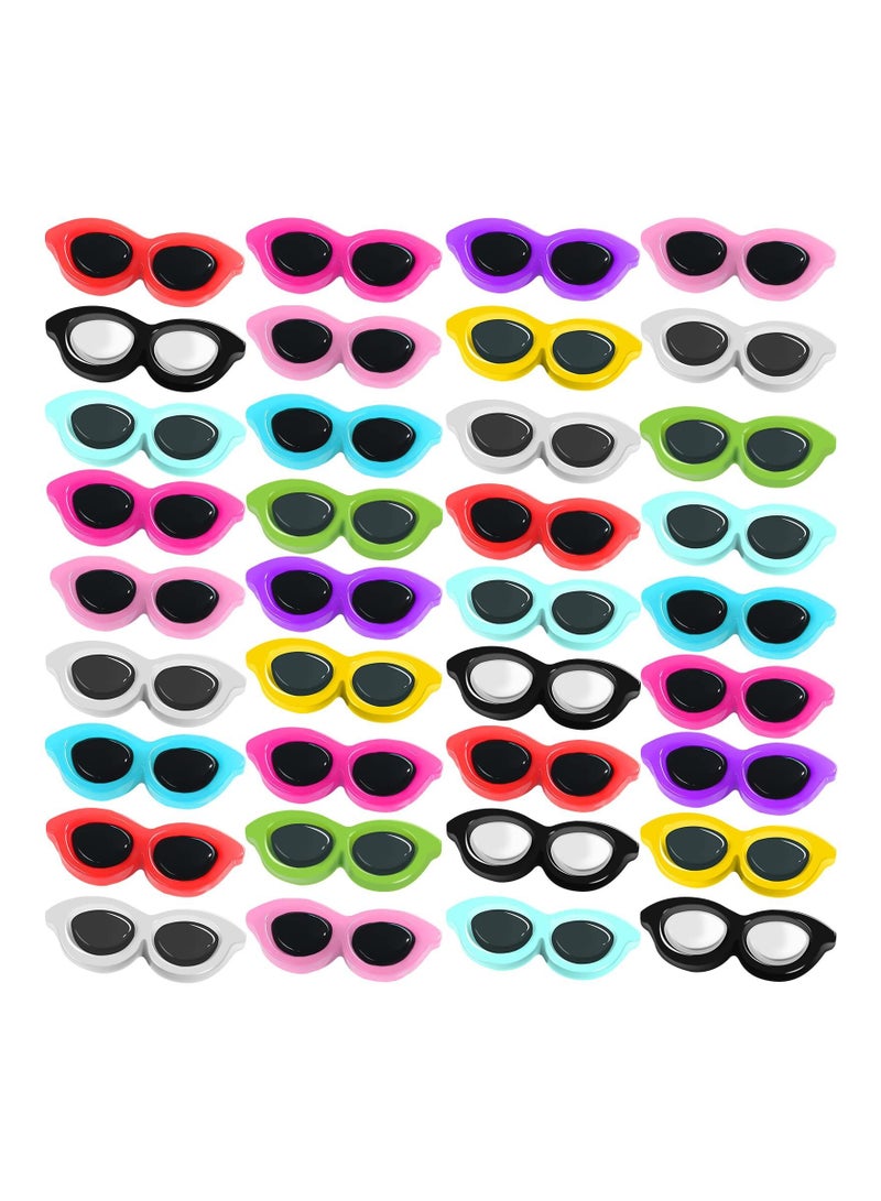KASTWAVE 80 Pieces Resin Colorful Mini Sunglasses, 10 colors x8 Flatback Resin Scrapbook Decor Accessories Crystal Cute Charm Embellishments for Summer Beach DIY Hair Clip Phone Shell Scrapbook Ornament - Image 1