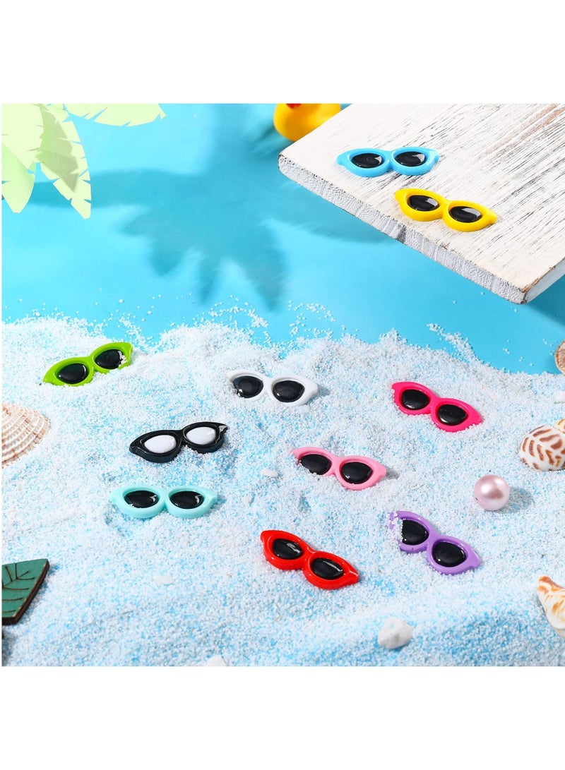 KASTWAVE 80 Pieces Resin Colorful Mini Sunglasses, 10 colors x8 Flatback Resin Scrapbook Decor Accessories Crystal Cute Charm Embellishments for Summer Beach DIY Hair Clip Phone Shell Scrapbook Ornament - Image 4
