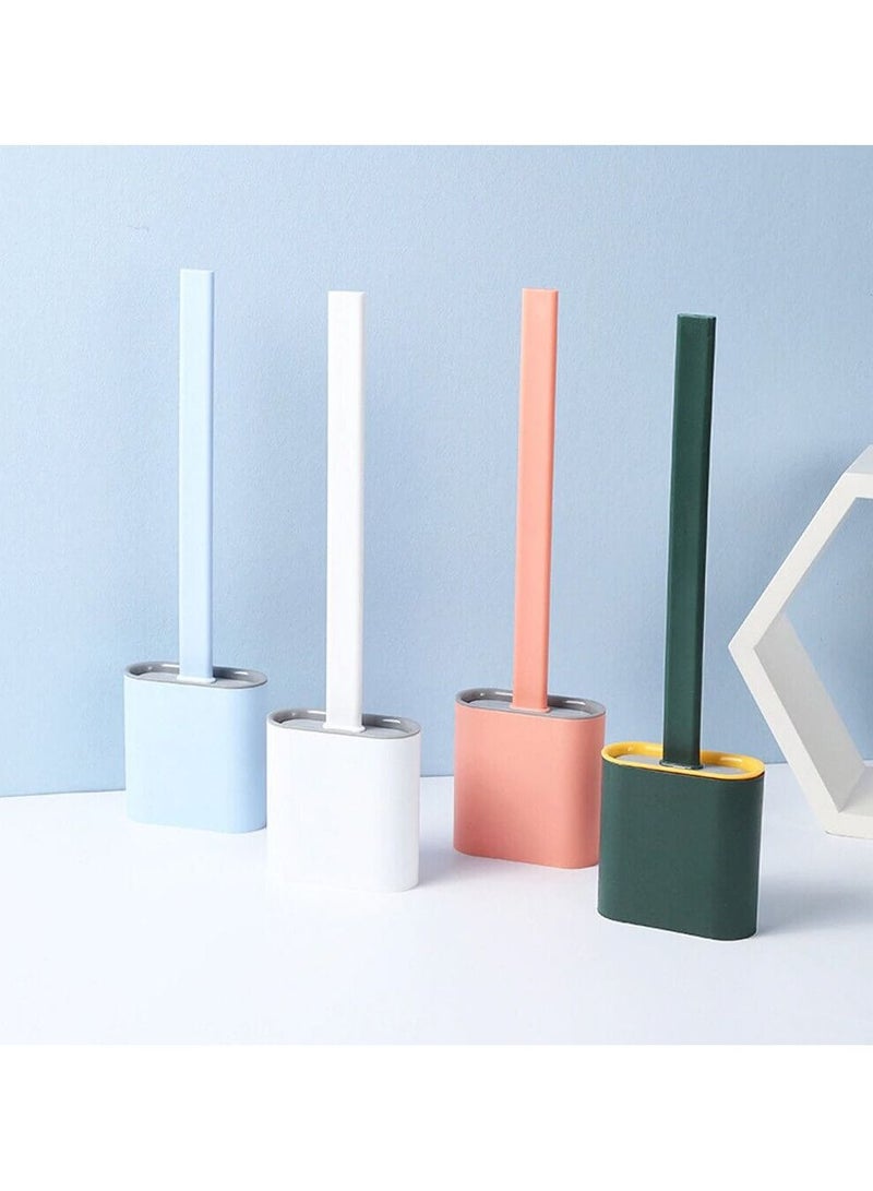 DubaiGallery Toilet Brush Soft Silicone Flexible Bristles Brush Head Cleaning Tools Wc Cleaner Bathroom Accessories Quick Drying Holder Random Colour