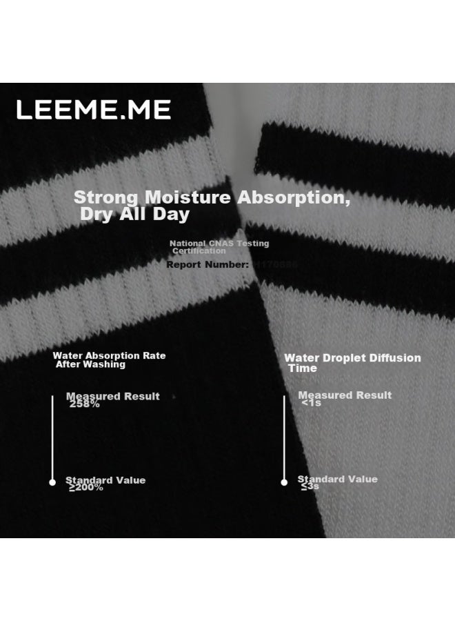 Leeme.me Li Mi Women's Socks, Spring Anti-odor Ladies' Socks, Breathable Striped Mid-calf Women's Socks, 4 Black - Image 4