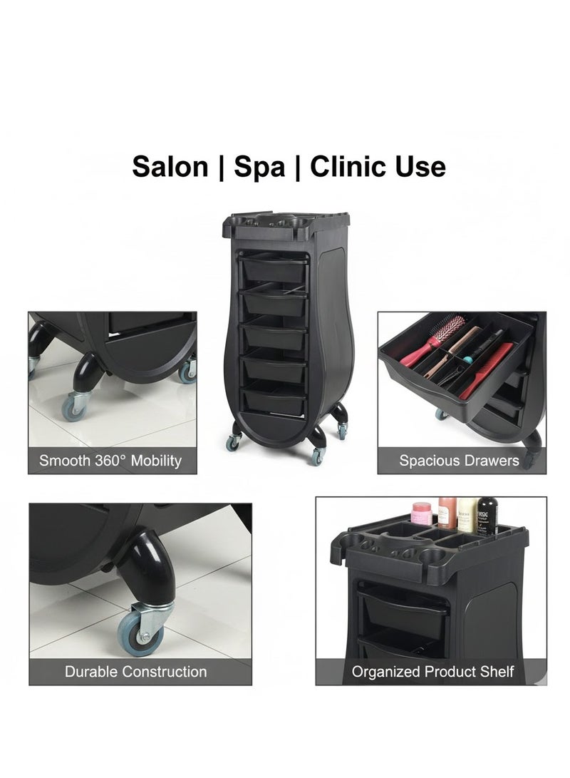 Globalstar 5-Drawer Trolley for Salons | Ultimate Storage Solution for Hairdressing & Barber Tools - Image 4