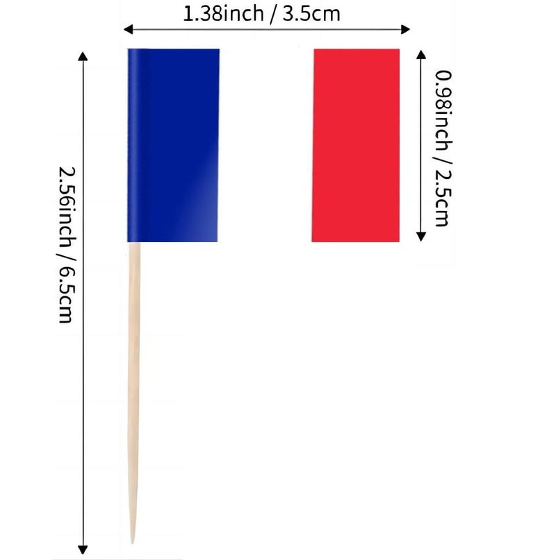 JAVD CYPS 100 Pcs France Mini Stick Cupcake Toppers French Flag Toothpicks for Cake Cocktail Food Bar Celebration Decoration - Image 5
