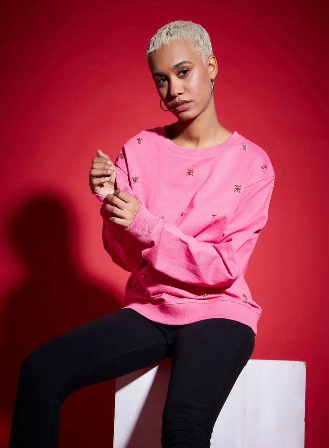 SASSAFRAS Regular Fit All Over Pearl Terry Sweatshirt by Styli
