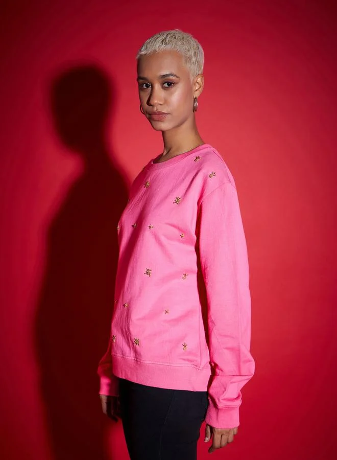 SASSAFRAS Regular Fit All Over Pearl Terry Sweatshirt by Styli