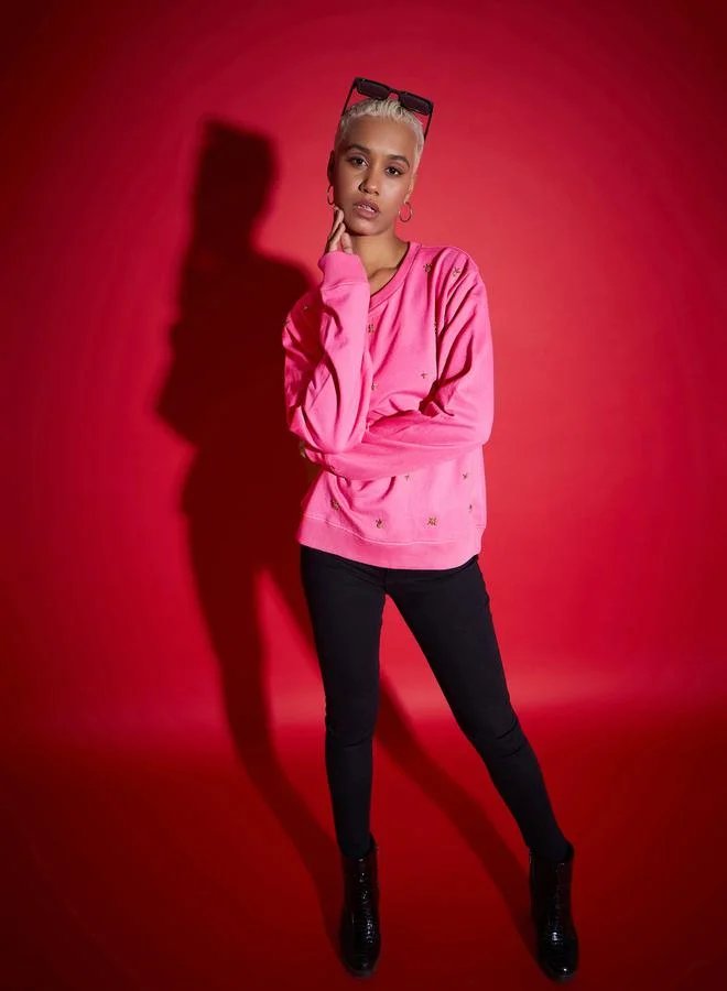 SASSAFRAS Regular Fit All Over Pearl Terry Sweatshirt