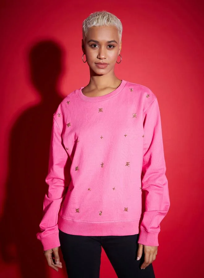 SASSAFRAS Regular Fit All Over Pearl Terry Sweatshirt