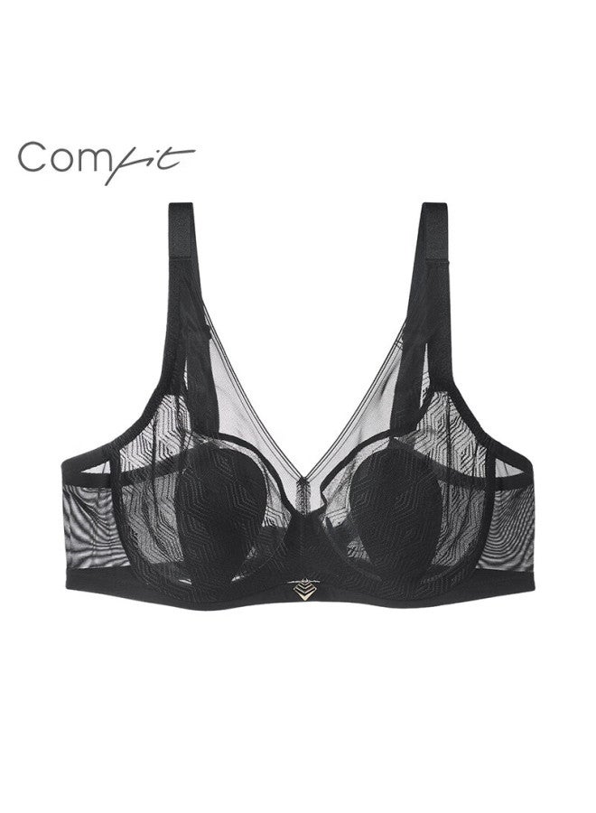 Comfit Rabbit Ear Ultra-thin Lace Bra For Small Chest Women Classic Black Blk 75b - Image 1
