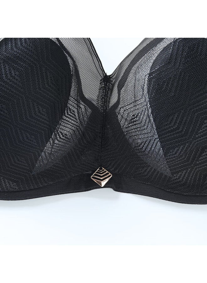 Comfit Rabbit Ear Ultra-thin Lace Bra For Small Chest Women Classic Black Blk 75b - Image 3