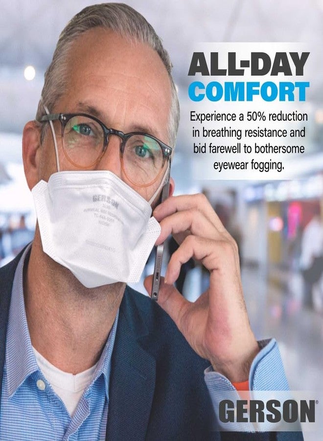 GERSON FDA Cleared Sugical N95 Pouch Respirator (3230+), NIOSH-Approved, Made in U.S.A., One-Size, 50 Respirators/Box, White - Image 5
