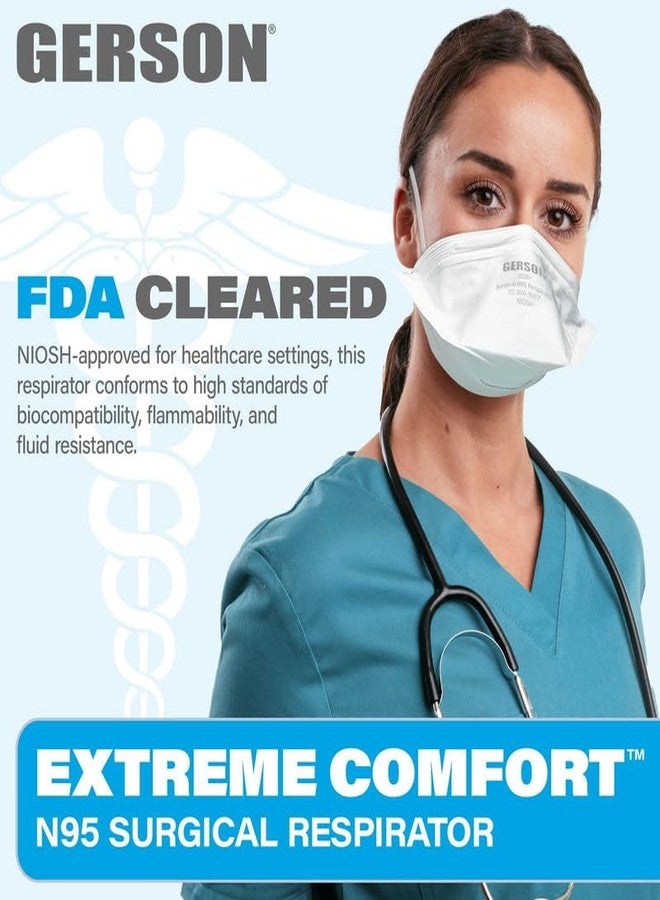 GERSON FDA Cleared Sugical N95 Pouch Respirator (3230+), NIOSH-Approved, Made in U.S.A., One-Size, 50 Respirators/Box, White - Image 3