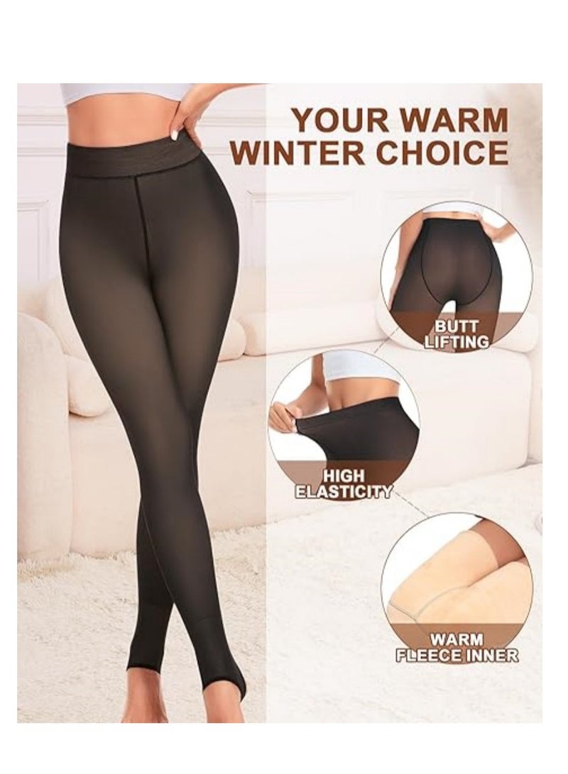 Furtey Fleece Lined Warm Tights for Women, 220g Fake Translucent Winter Tights, Double Lined Stretch Thermal Tights（5~20℃） - Image 3