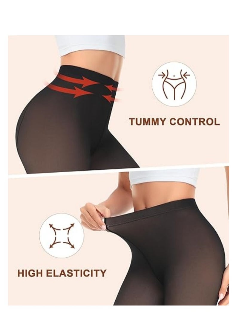 Furtey Fleece Lined Warm Tights for Women, 220g Fake Translucent Winter Tights, Double Lined Stretch Thermal Tights（5~20℃） - Image 5